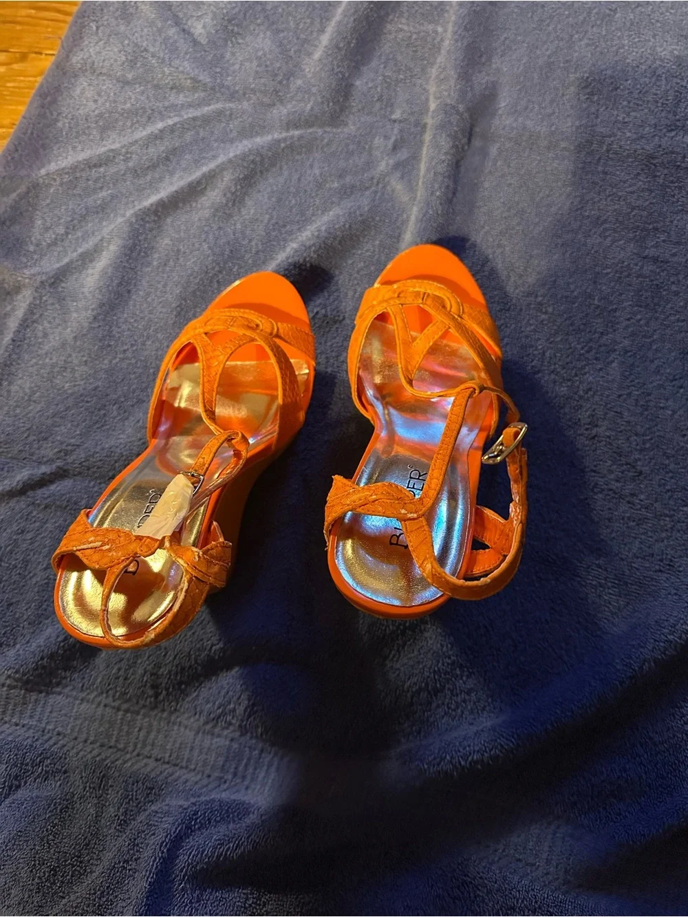 Bumper Orange Strappy Wedge Sandals